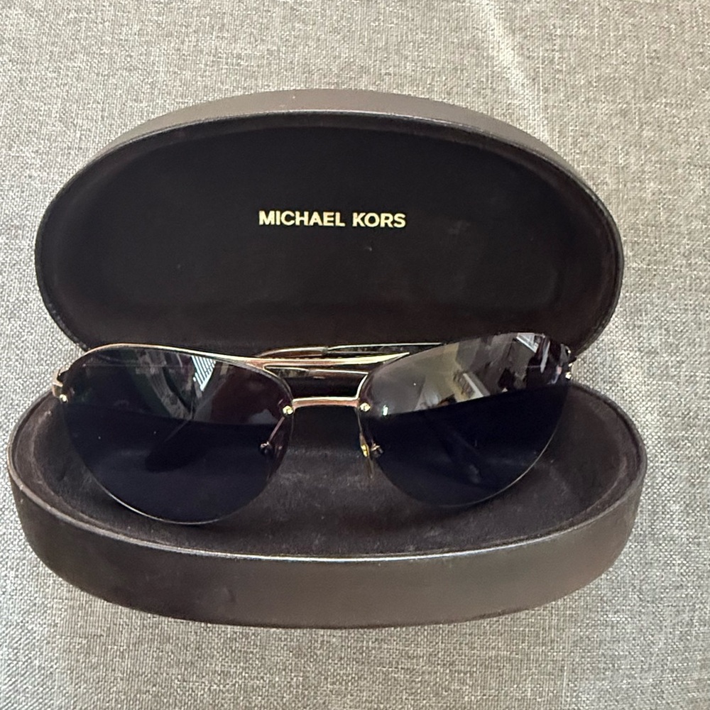 Michael Kors Gold and Black Aviator Sunglasses
